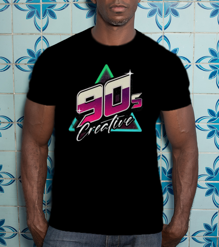 90s Creative Synthwave Retro Neon Triangle T-Shirt
