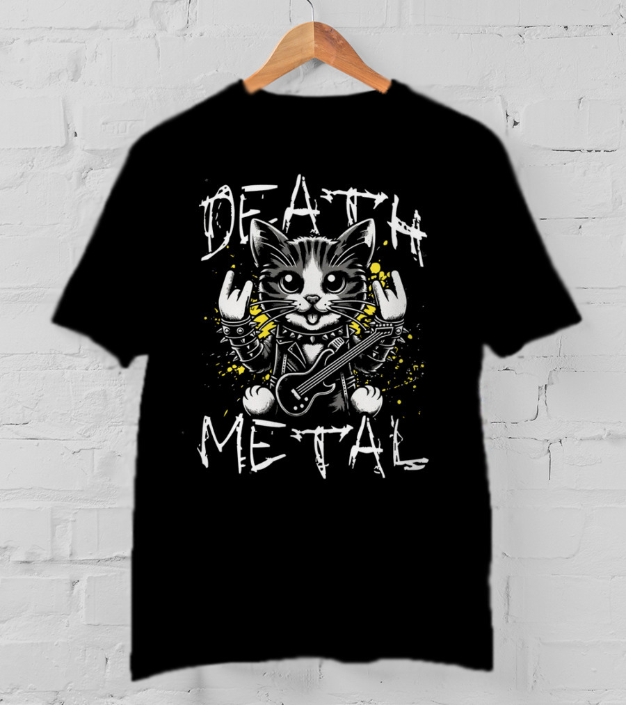 Death Metal Cat Rocking Guitar Cute T-Shirt