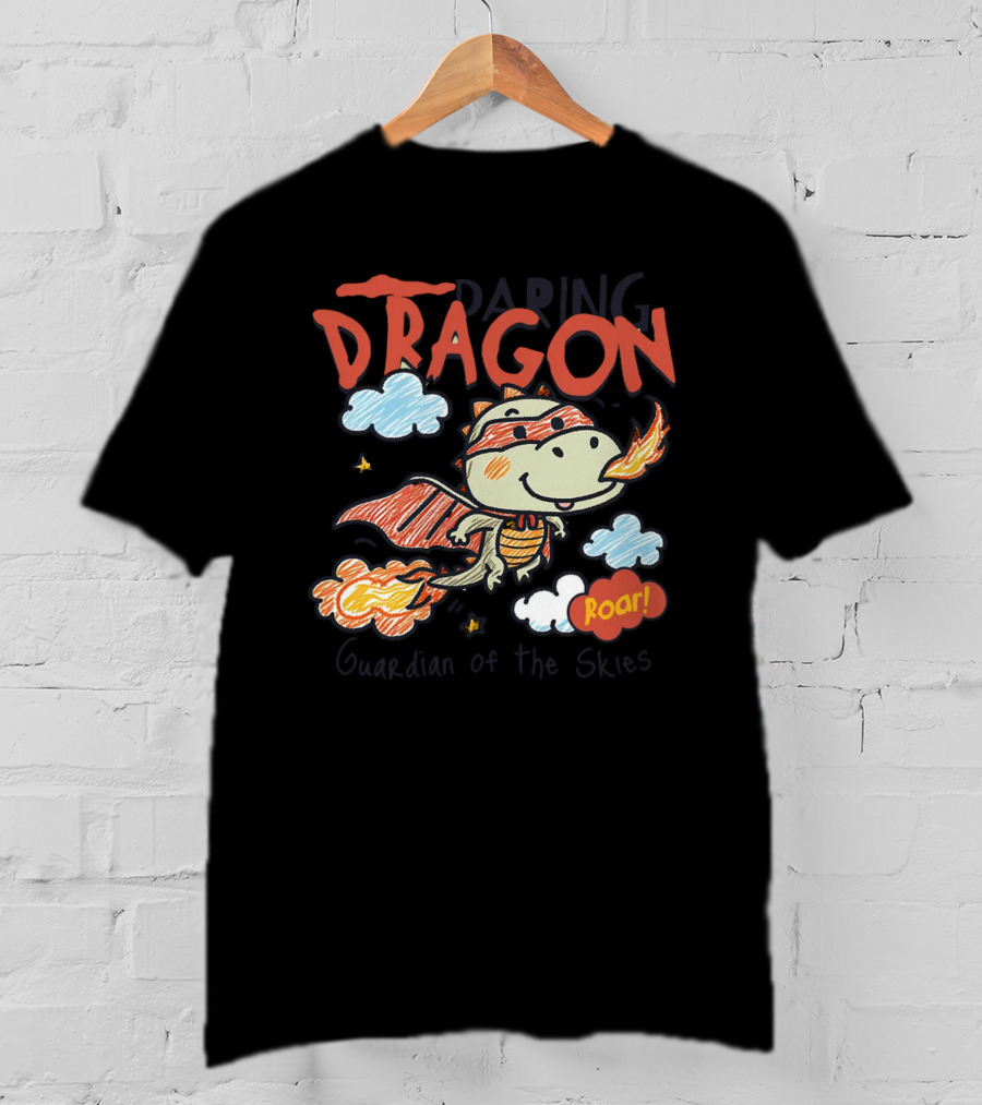 Daring Dragon Guardian Of The Skies Roar Heroic Fire-Breathing Adventure T-Shirt