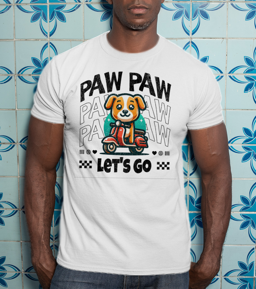 Paw Paw Let's Go Funny Puppy On Scooter Adventure T-Shirt