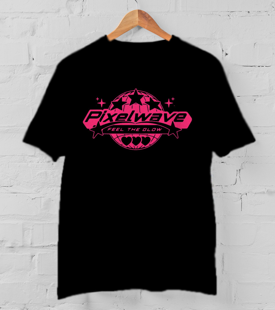 Pixelwave Feel The Glow Retro Stars And Hearts T-Shirt