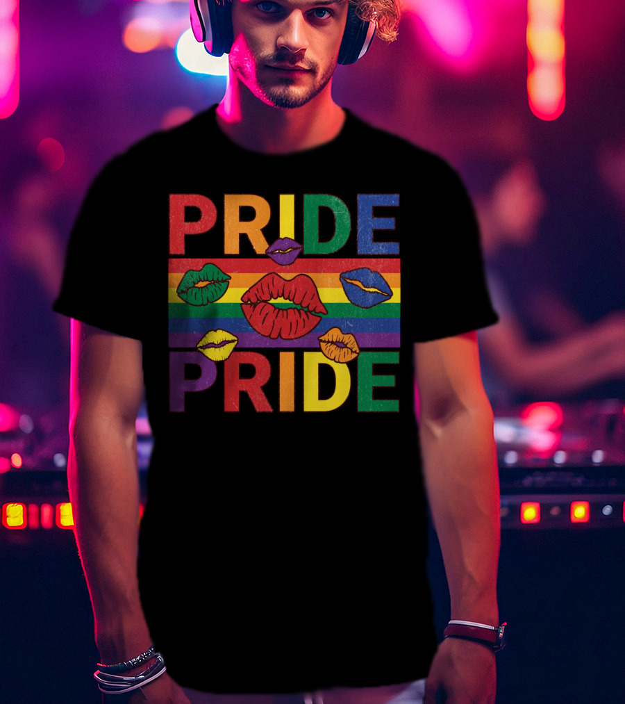 Pride Kisses Rainbow Lips Pride T-Shirt
