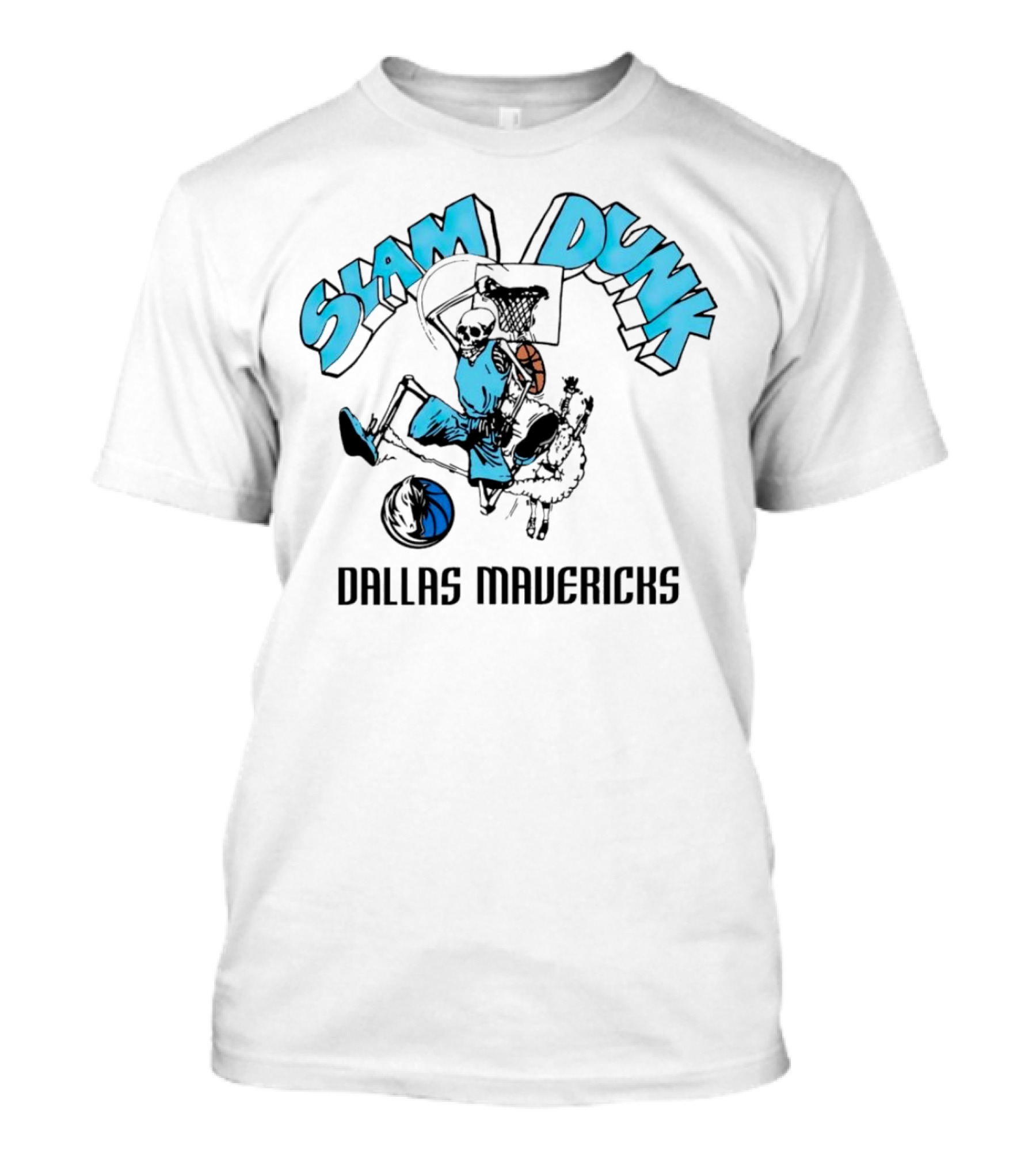 Dallas Mavericks Slam Dunk Skeleton Basketball T-Shirt