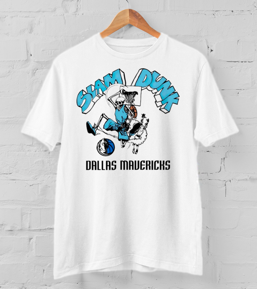 Dallas Mavericks Slam Dunk Skeleton Basketball T-Shirt