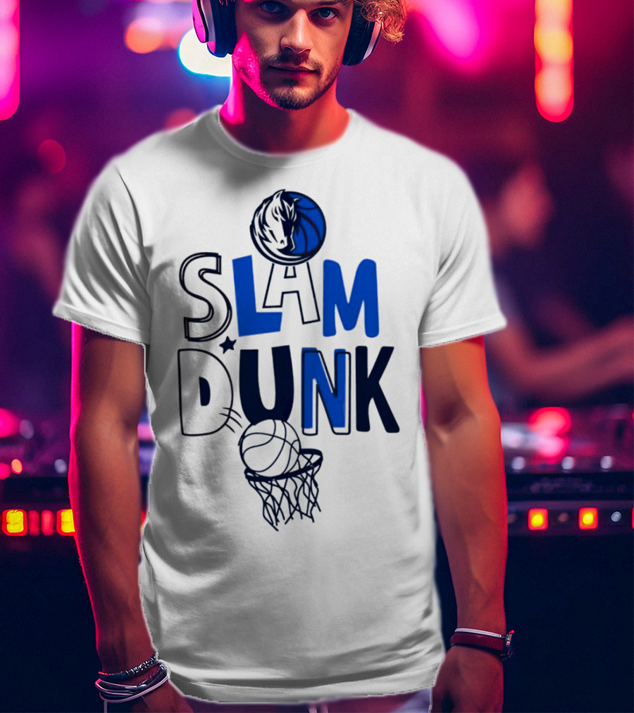 Dallas Mavericks NBA Slam Dunk Basketball T-Shirt
