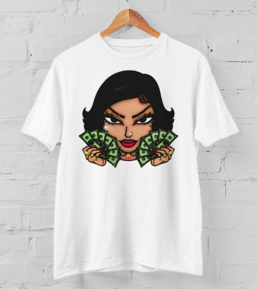 Mialani Aurora Holding Dollar Bills Cartoon T-Shirt