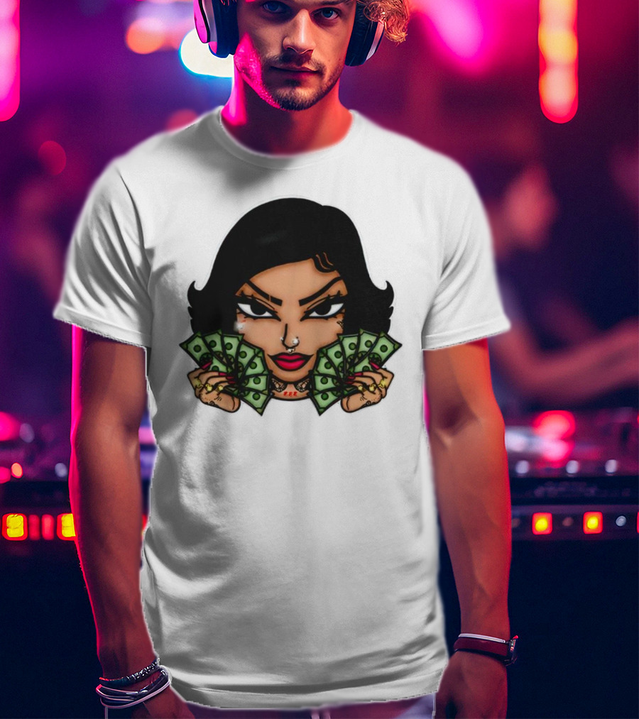 Mialani Aurora Holding Dollar Bills Cartoon T-Shirt