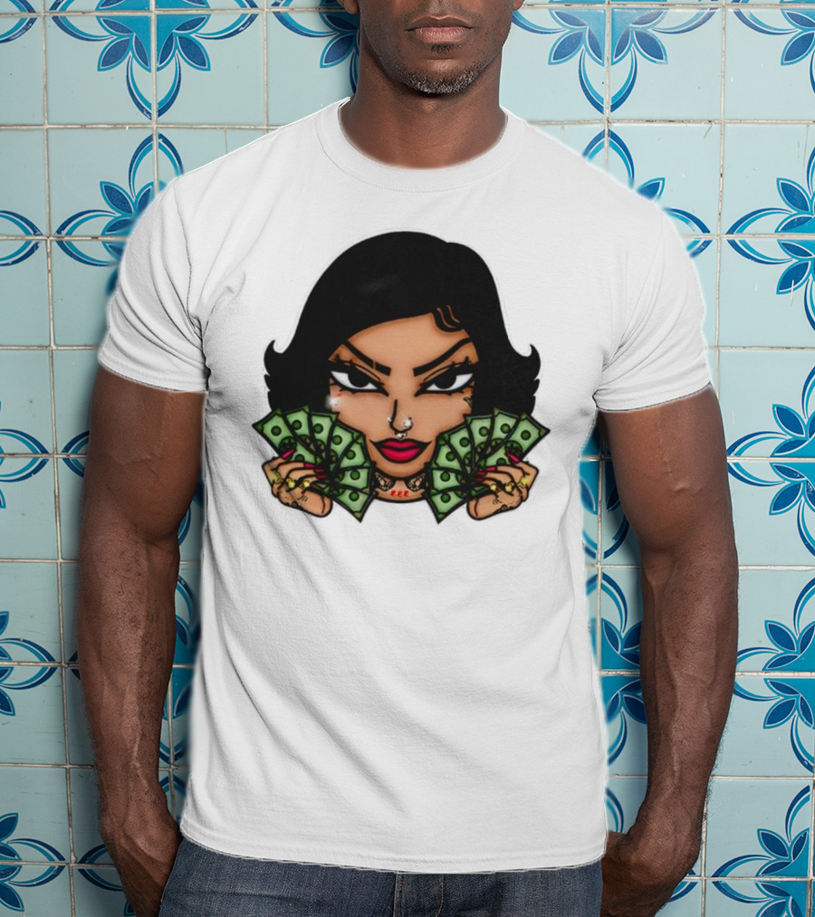 Mialani Aurora Holding Dollar Bills Cartoon T-Shirt