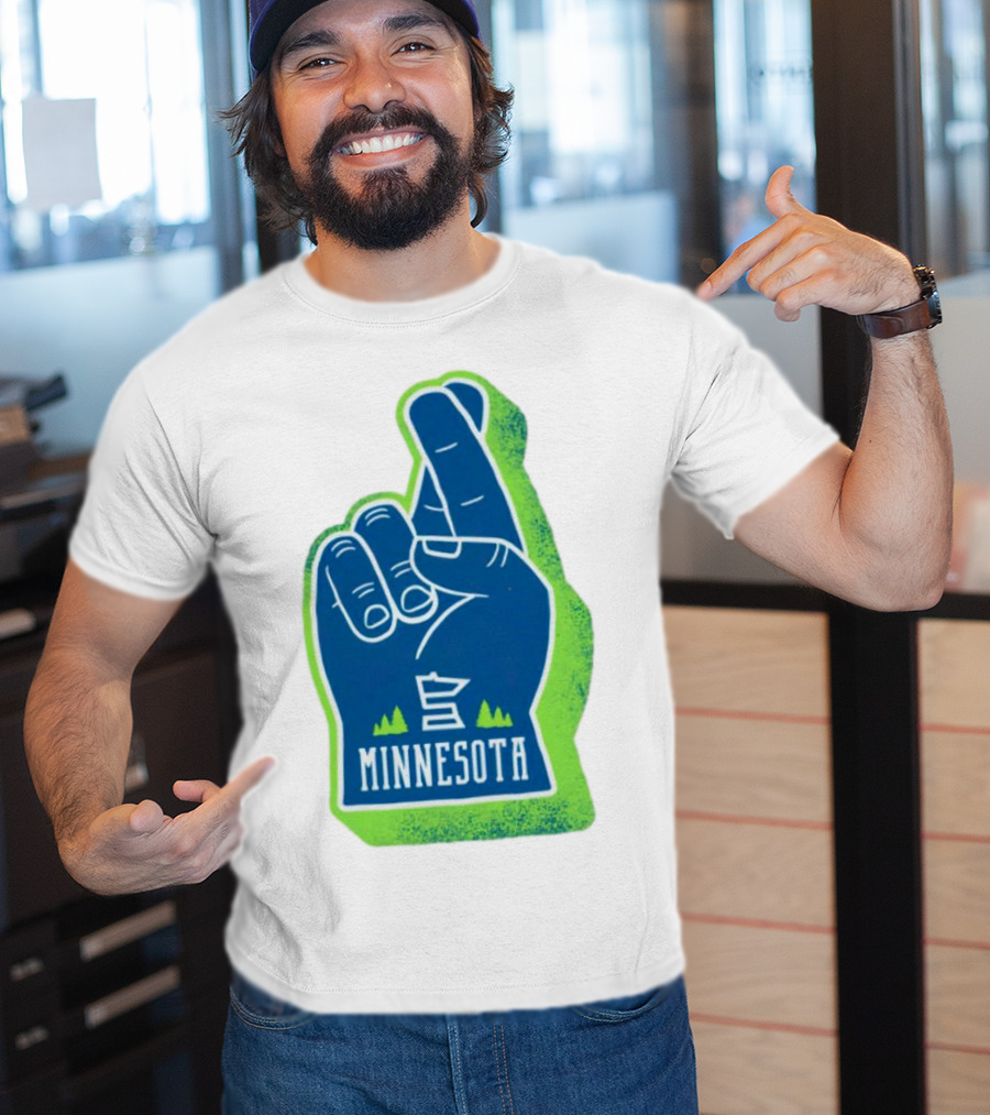 Minnesota Timberwolves Fingers Crossing Foam Hand T-Shirt
