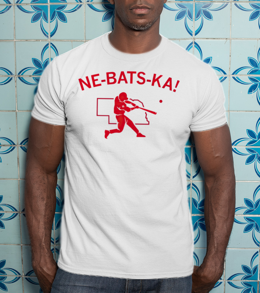 Nebraska Cornhuskers NE-BATS-KA Baseball Player Nebraska Outline T-Shirt