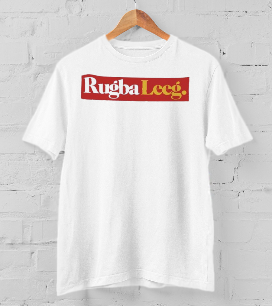 Rugba Leeg Bold Red Yellow Box Text T-Shirt