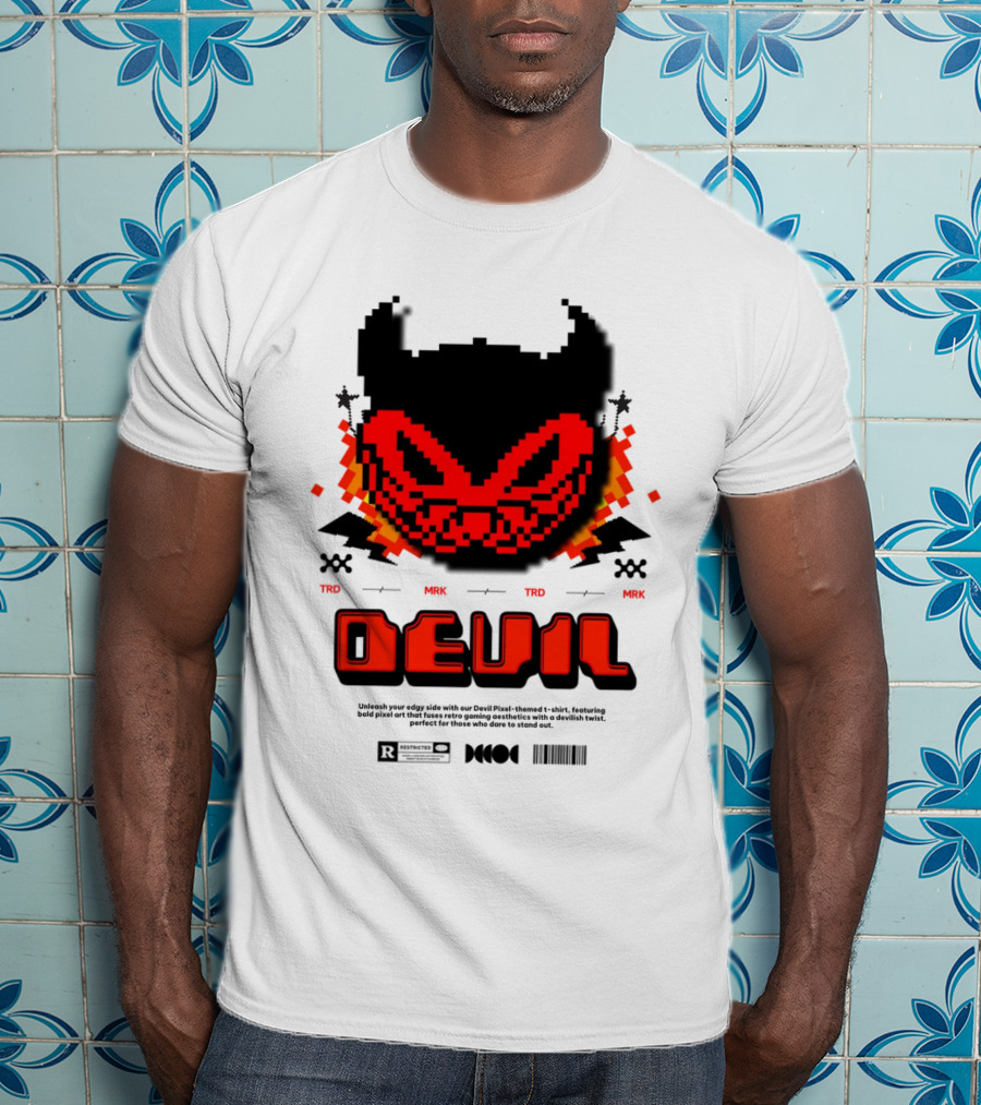 DEVIL PIXELS TRD MRK RETRO PIXEL ART FACE T-Shirt