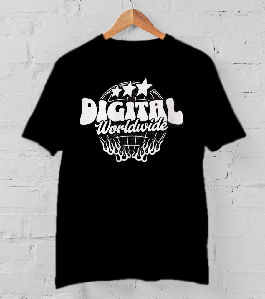 Digital Worldwide Stars Globe Flame T-Shirt