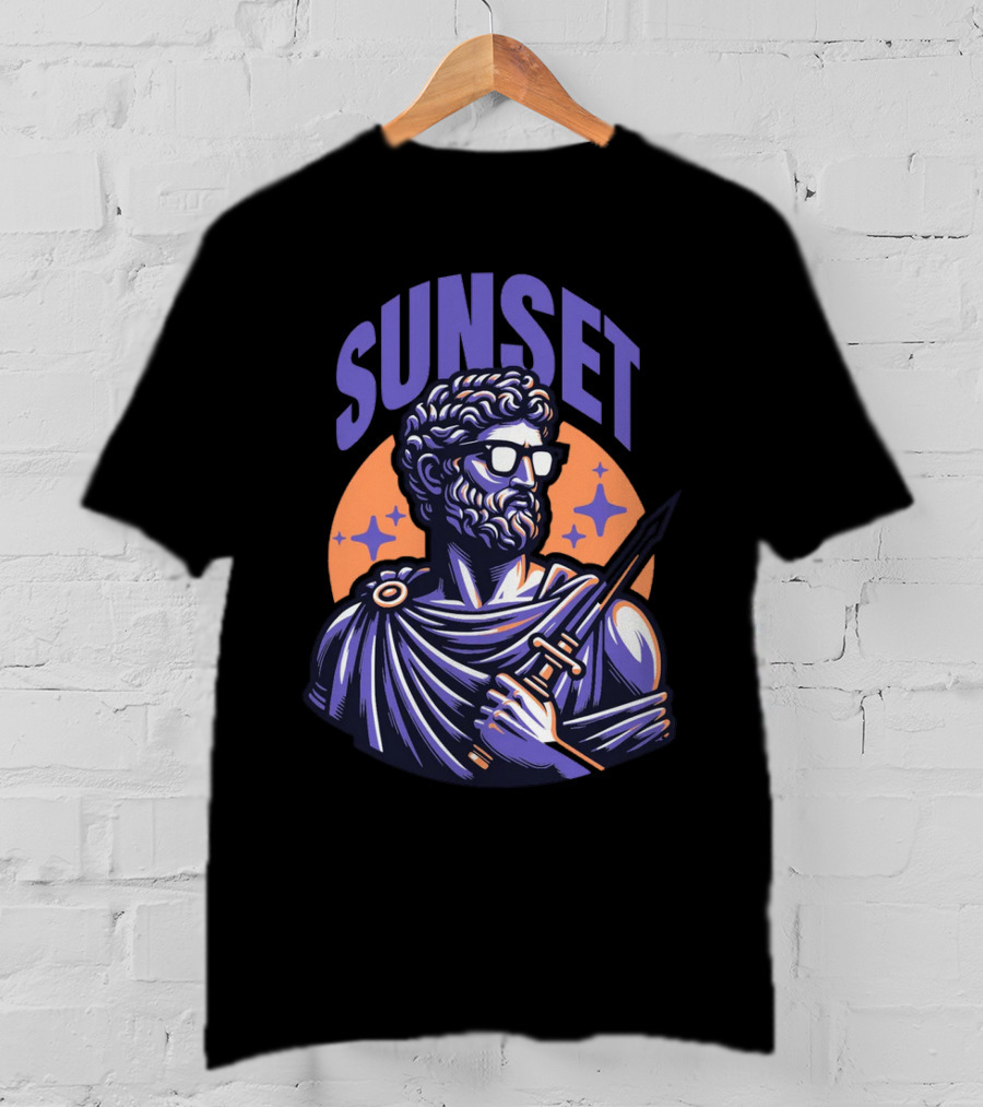 SUNSET Greek Statue With Sunglasses And Sword T-Shirt