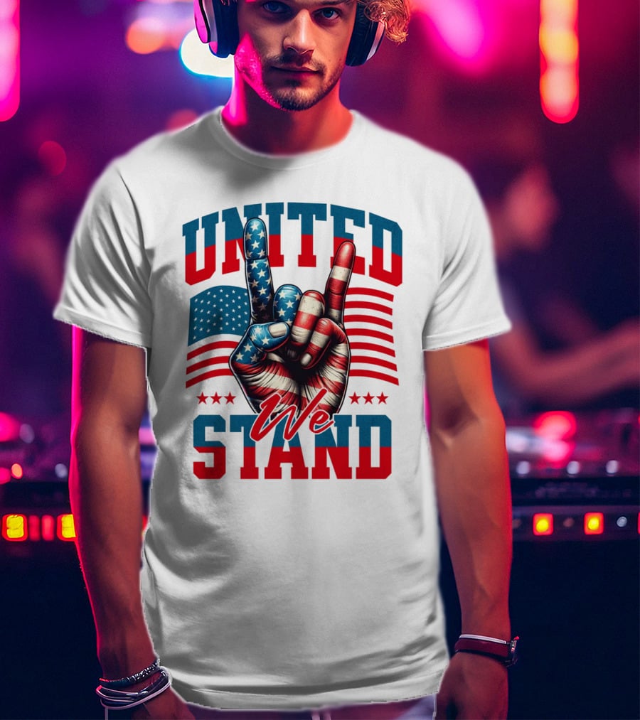 United We Stand American Flag Hand Gesture T-Shirt
