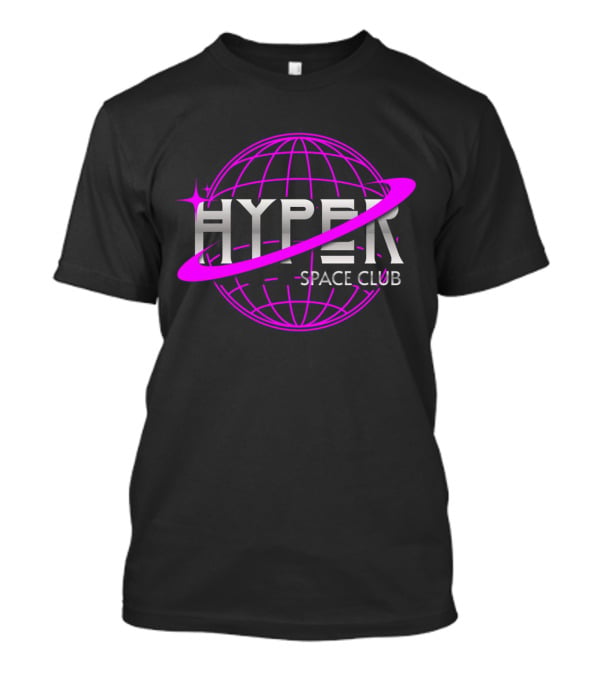 HYPER Space Club Vibrant Y2K Branding T-Shirt