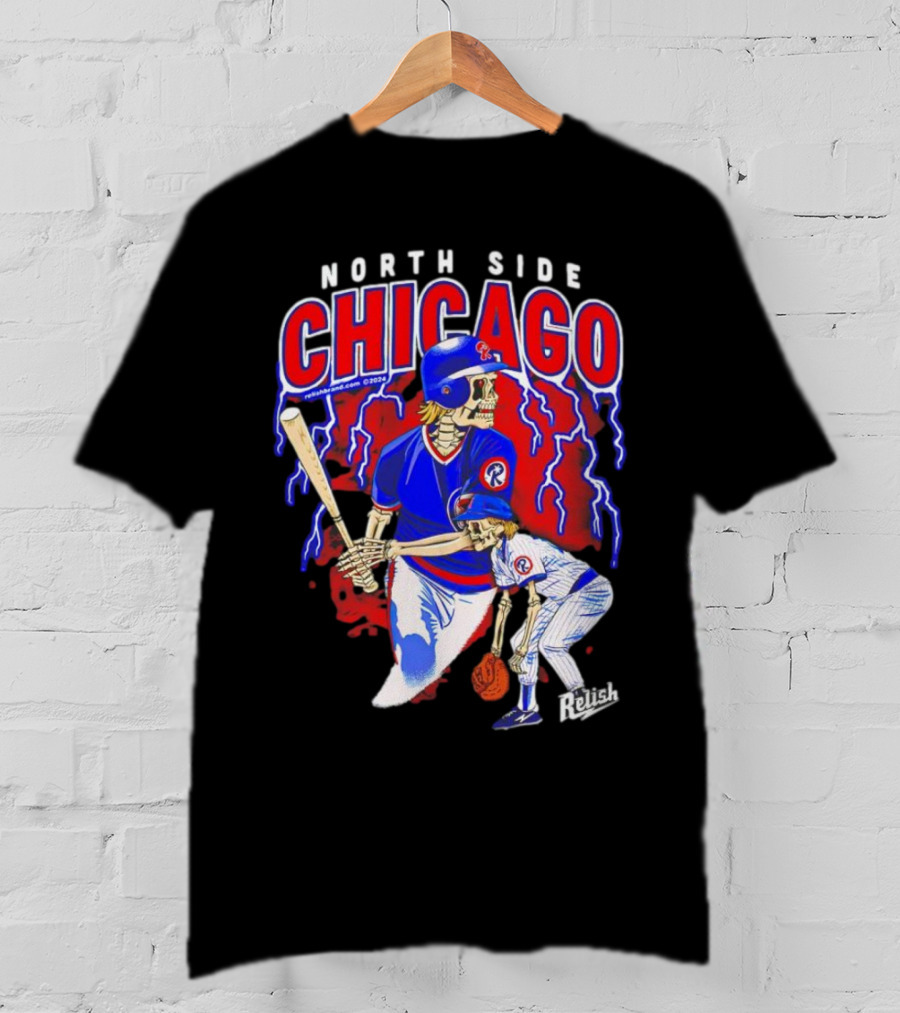 North Side Chicago Baseball Skeleton Relish T-Shirt