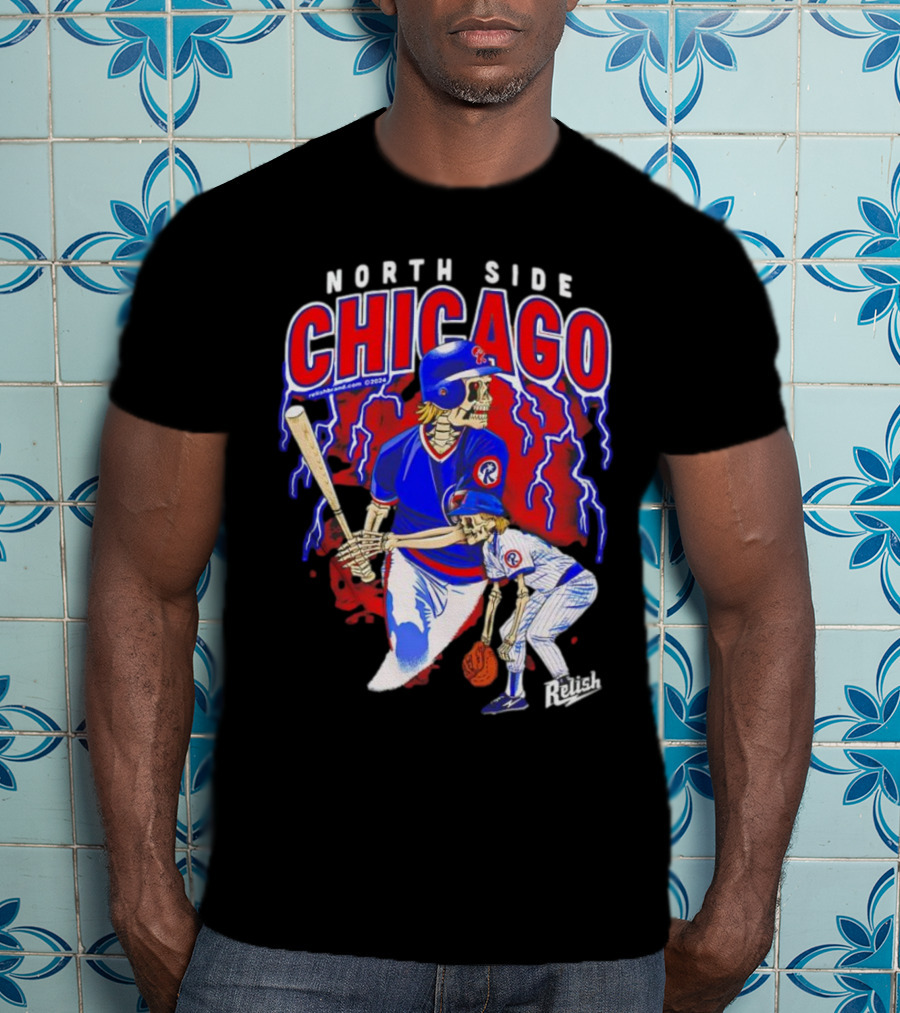 North Side Chicago Baseball Skeleton Relish T-Shirt