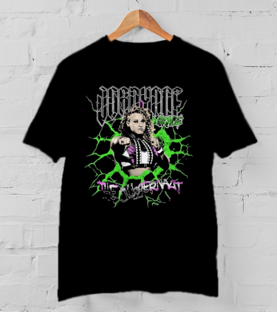 Jordynne Grace The Juggernaut Power Pose With Green Lightning Background T-Shirt