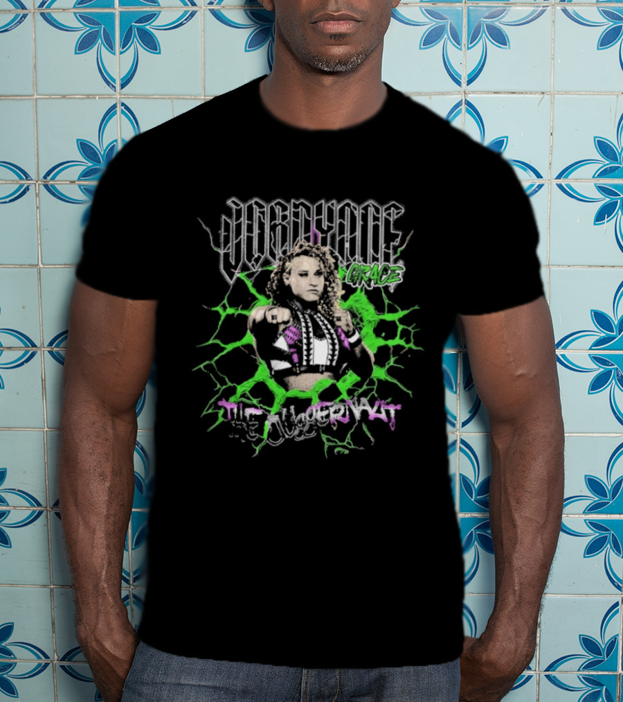 Jordynne Grace The Juggernaut Power Pose With Green Lightning Background T-Shirt