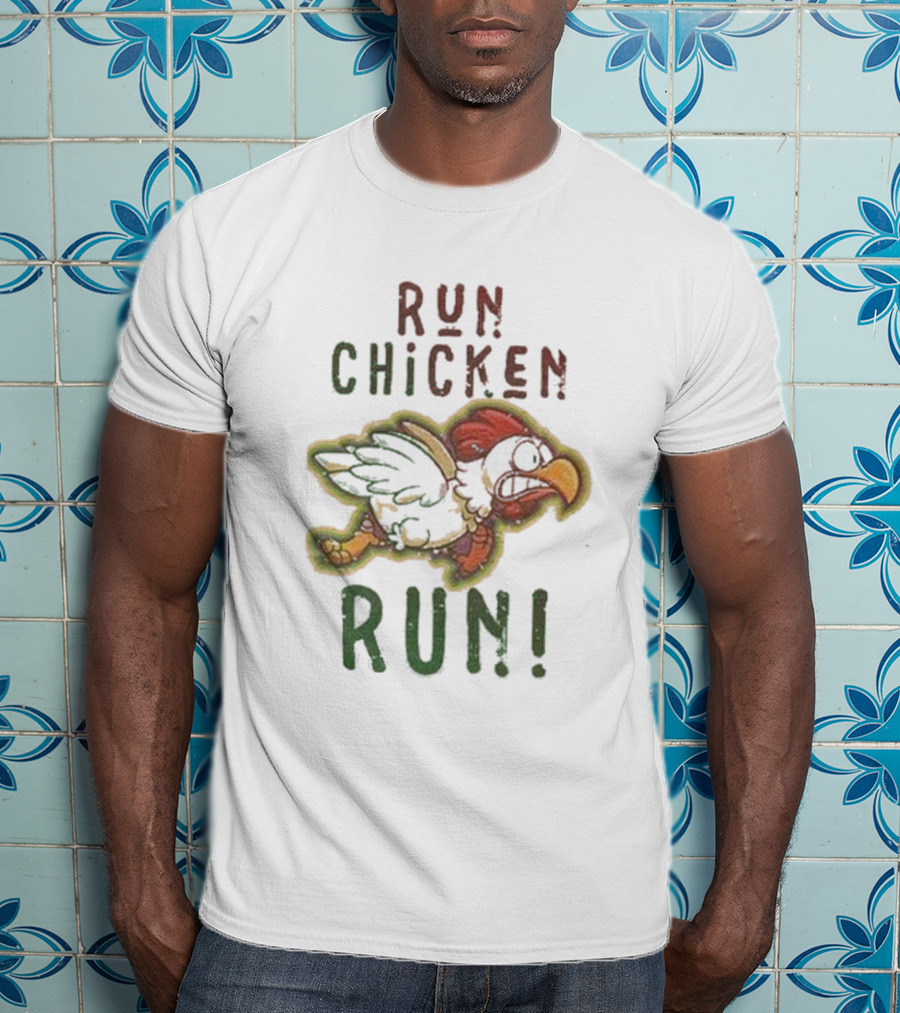 Run Chicken Run Chicken Running With Wings Outstretched T-Shirt