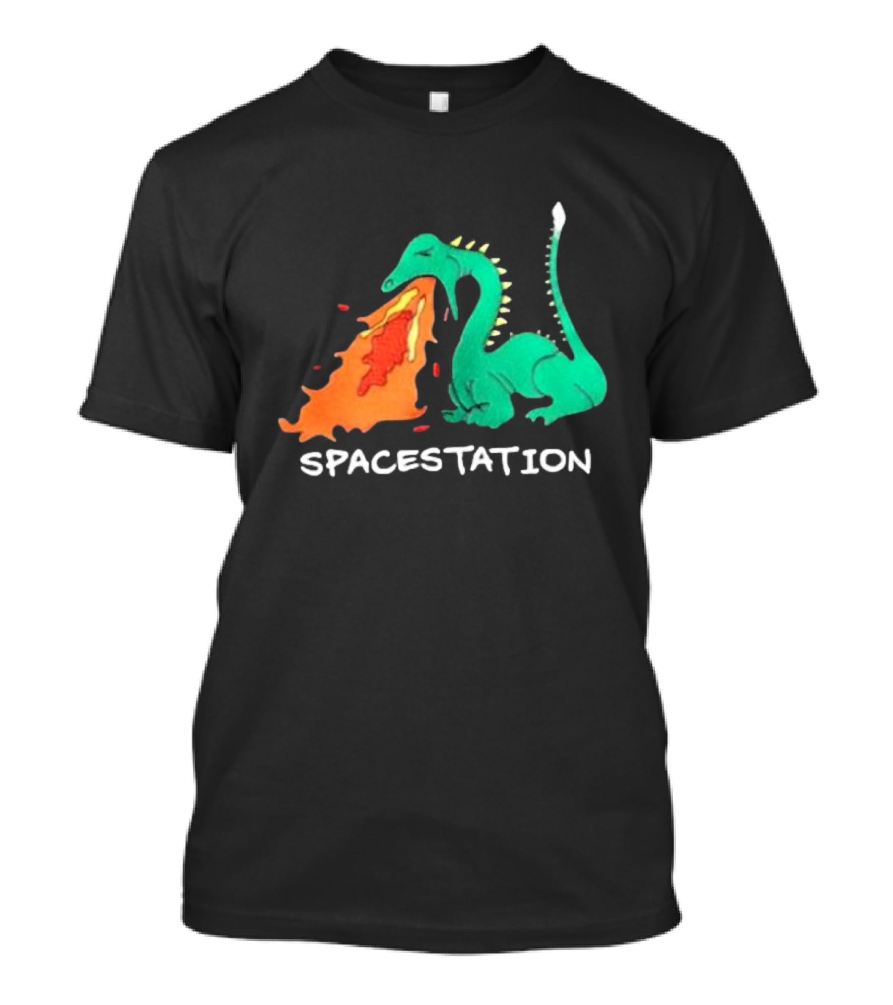 Spacestation Dragon Breathing Fire Gaming T-Shirt