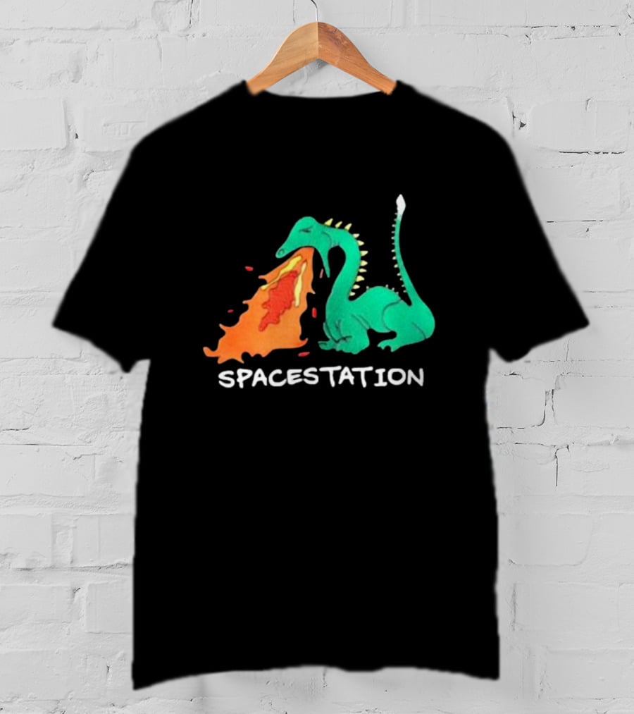Spacestation Dragon Breathing Fire Gaming T-Shirt