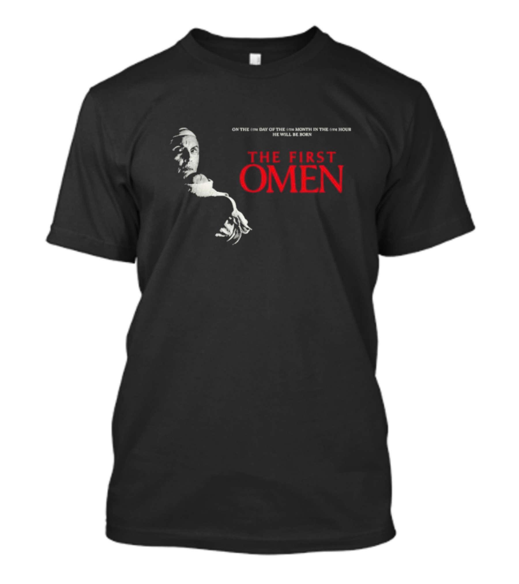 The First Omen On The 6th Day Of The 6th Month In The 6th Hour He Will Be Born Horror Film Inspired T-Shirt