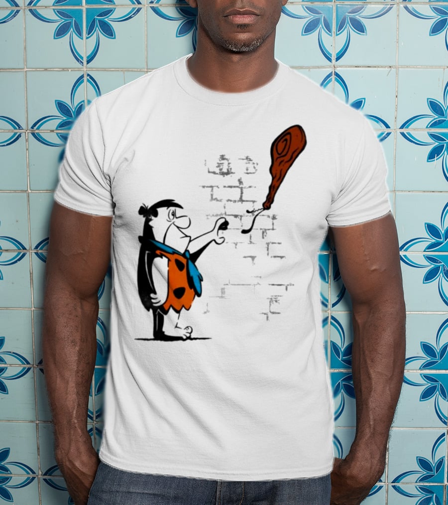 Fred Flintstone Balloon Meat Banksy Mashup T-Shirt