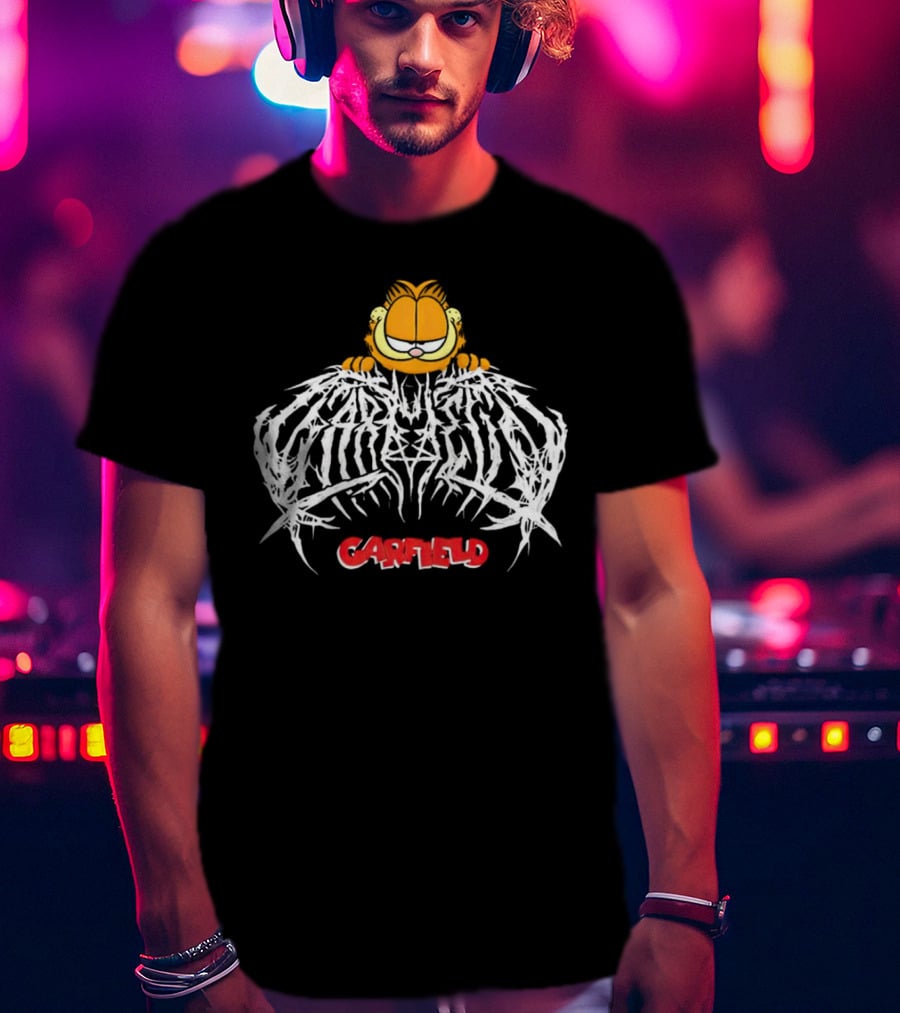 Garfield Death Metal Logo With Garfield T-Shirt