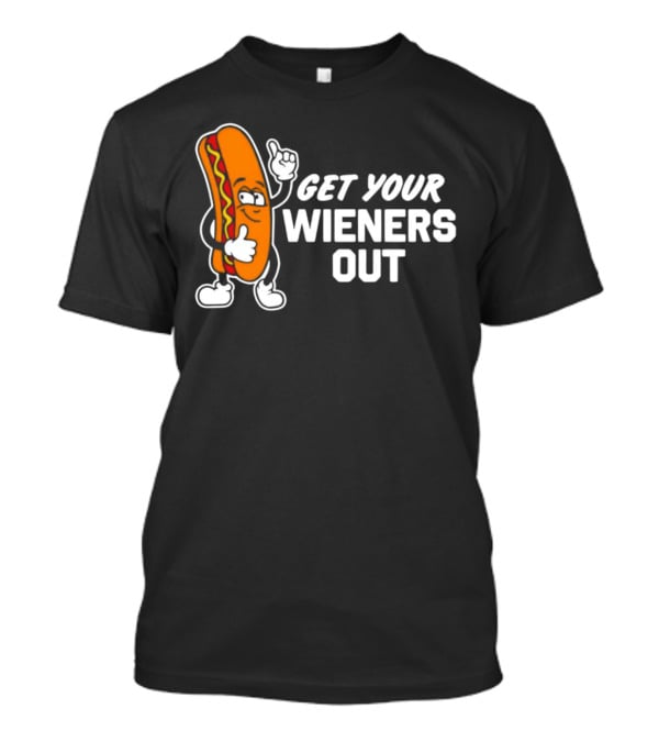 Get Your Wieners Out Animated Hotdog Thumbs Up Comedy T-Shirt