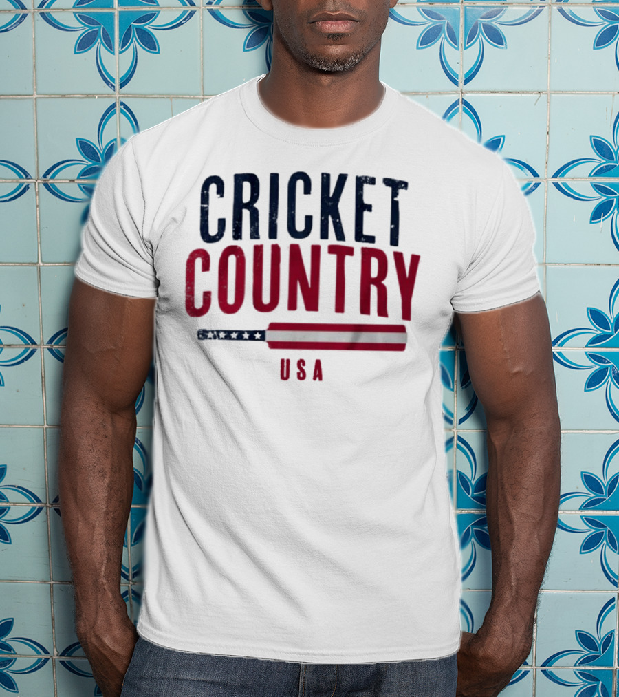 Cricket Country USA American Flag Bat T-Shirt