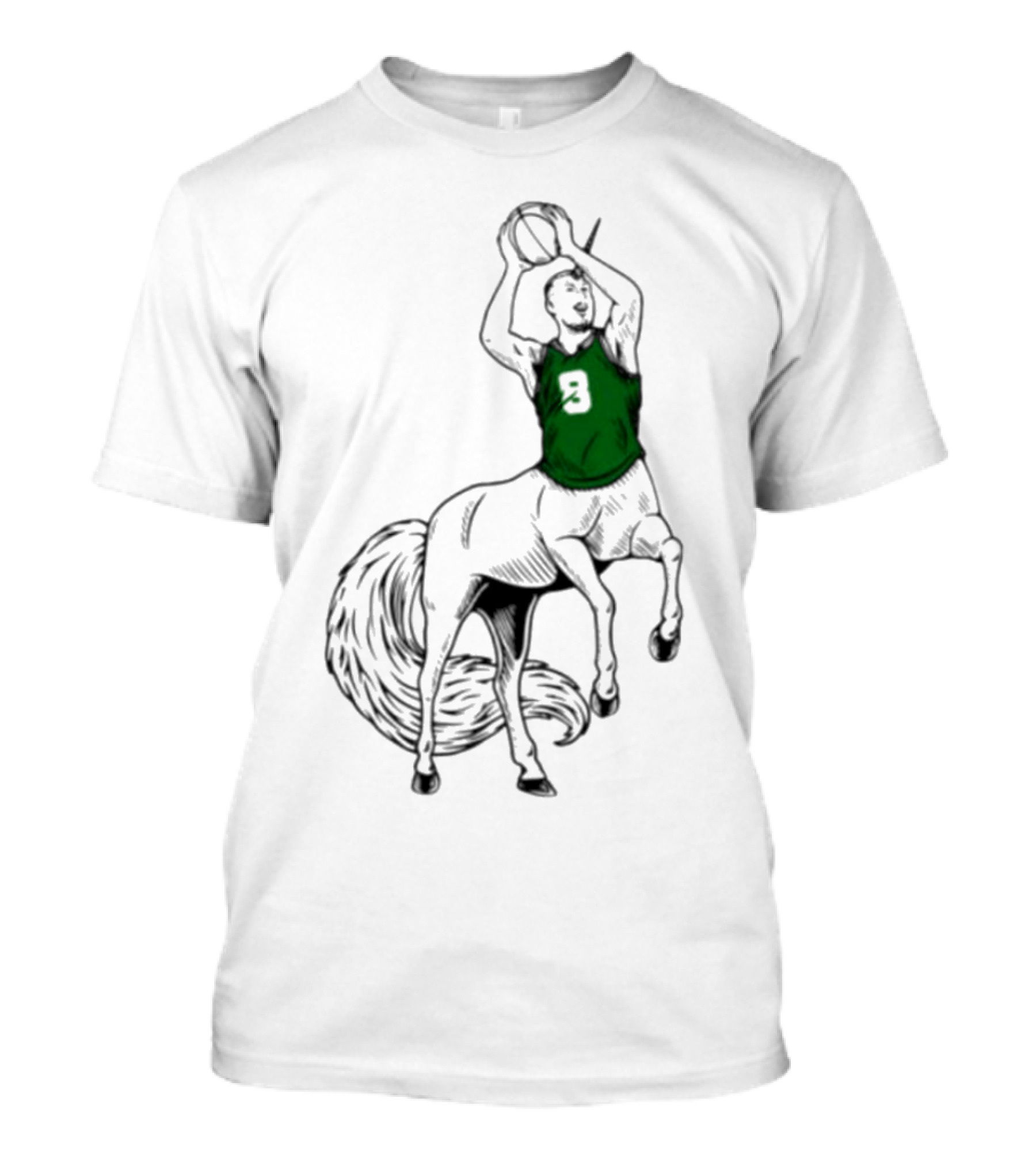 Kristaps Porzingis Unicorn Centaur Basketball Jumper 9 T-Shirt
