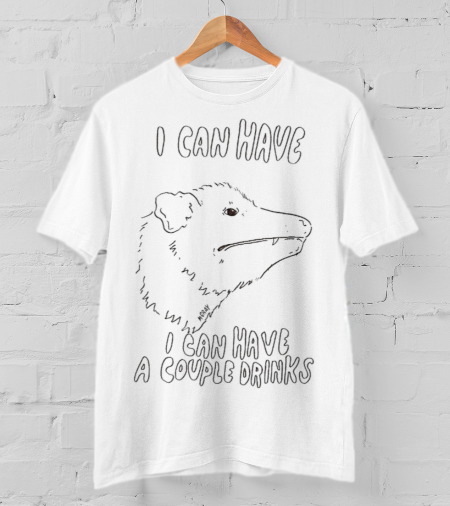I Can Have A Couple Drinks Opossum Drawing T-Shirt