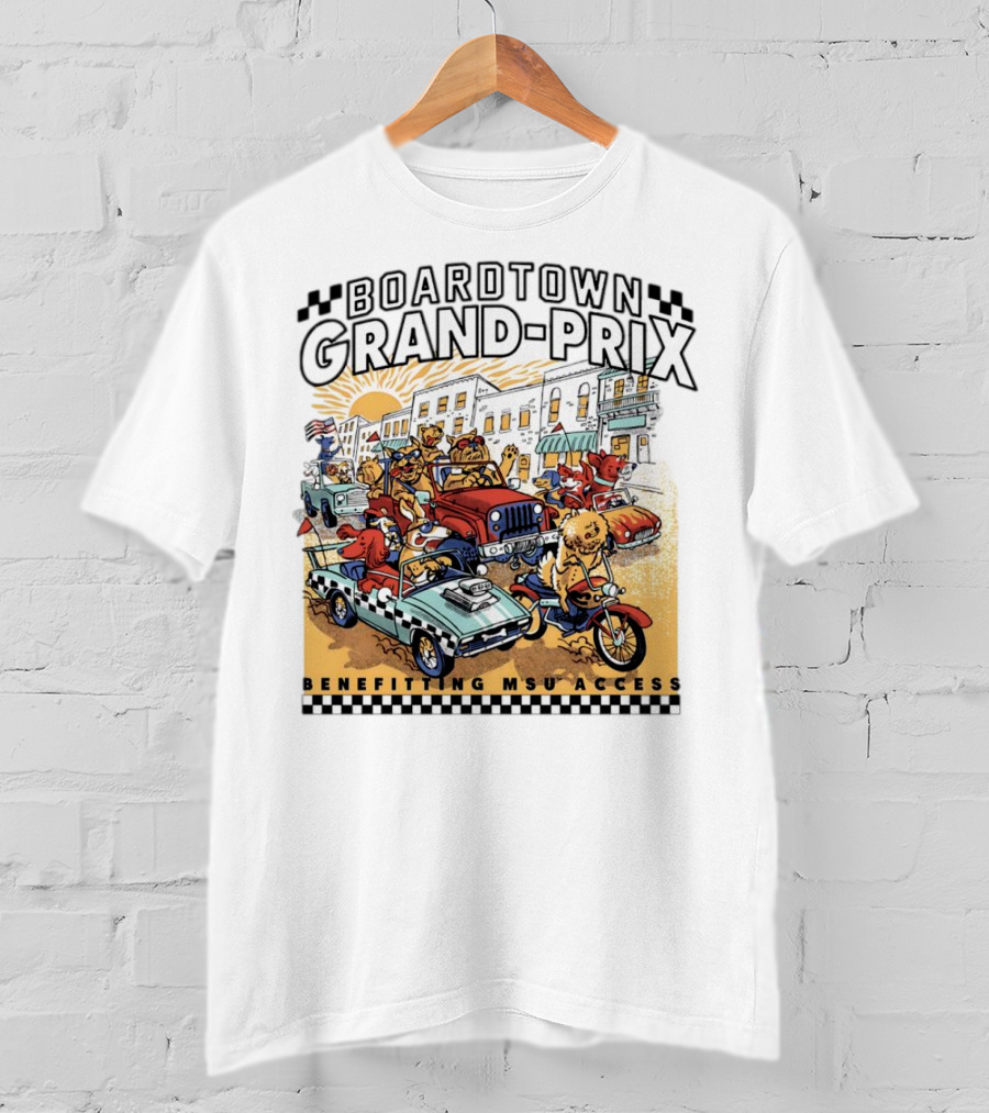 Boardtown Grand-Prix Colorful Animal Parade Benefit MSU Access T-Shirt