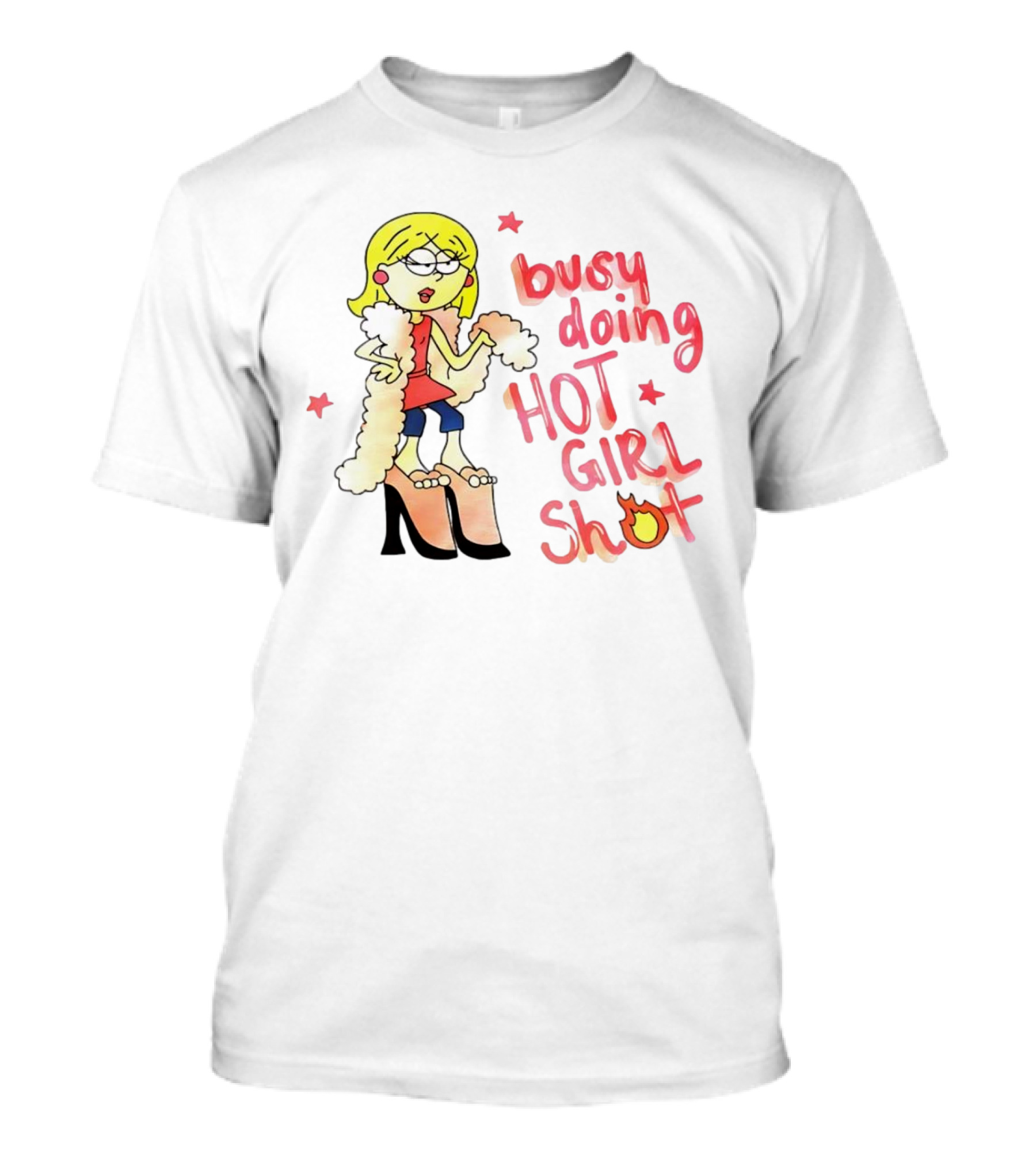 Busy Doing Hot Girl Shot Cartoon Style Fashion Humor T-Shirt