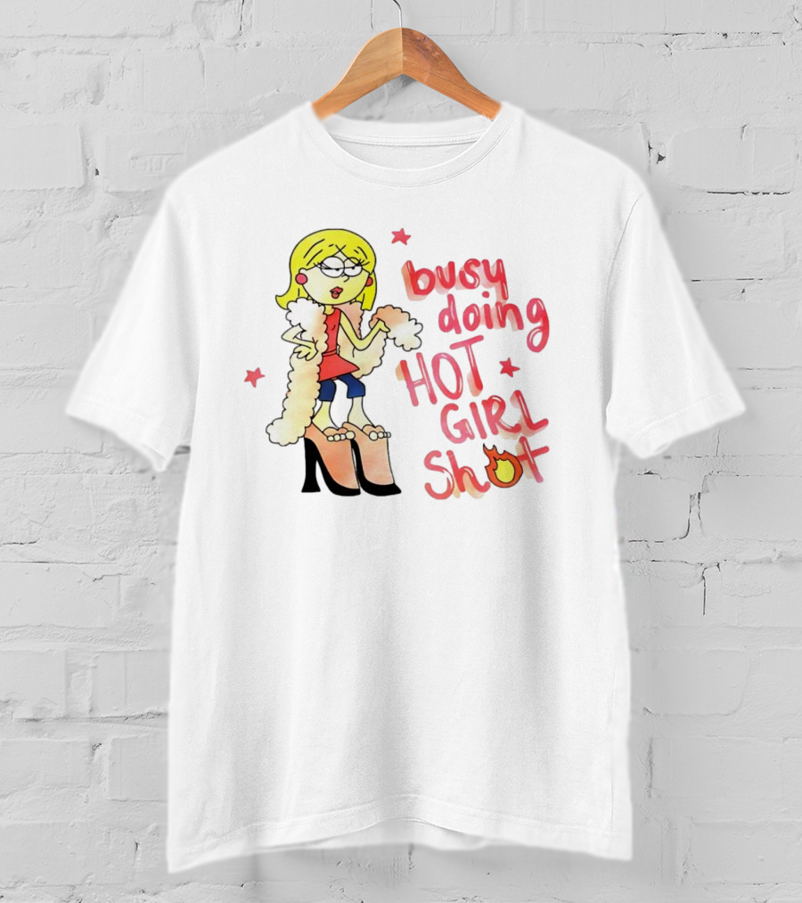 Busy Doing Hot Girl Shot Cartoon Style Fashion Humor T-Shirt