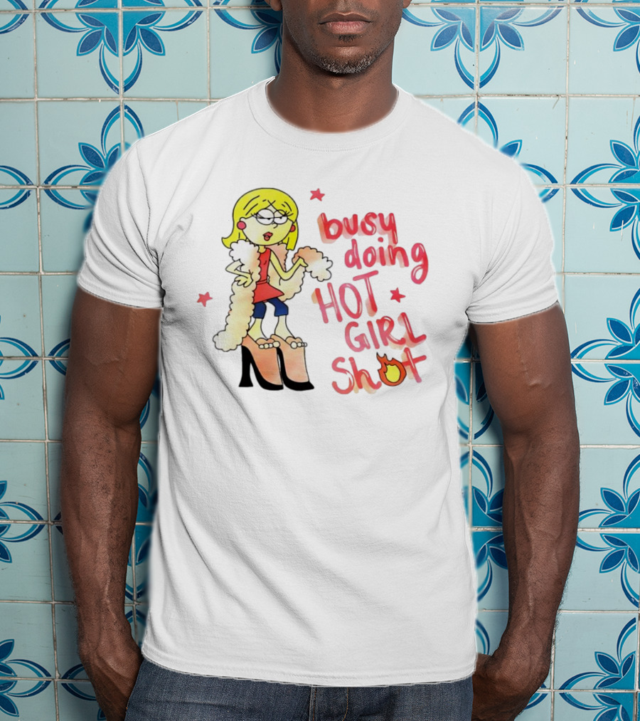 Busy Doing Hot Girl Shot Cartoon Style Fashion Humor T-Shirt