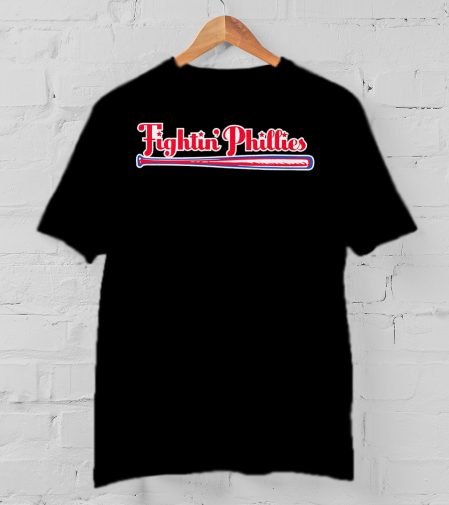 Fightin Phillies Baseball Bat Red Blue Stars T-Shirt