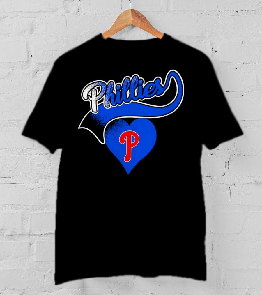 Phillies Heart Blue P Logo Baseball T-Shirt