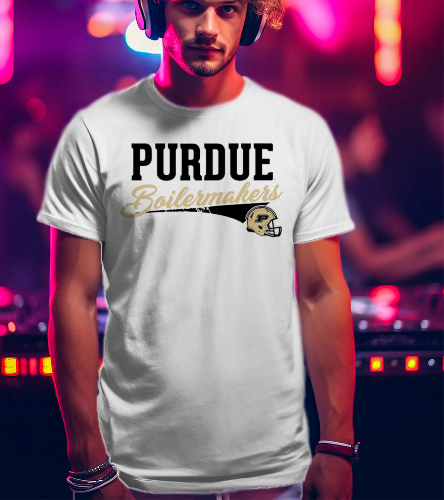 Purdue Boilermakers Script With Iconic Helmet T-Shirt