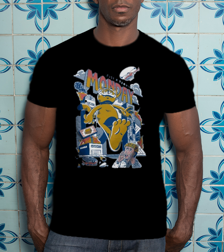 Just A Regular Monday Cat Destroy City Monster Chaos T-Shirt