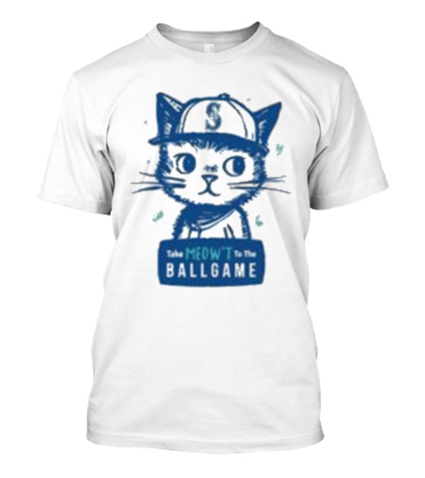 Mariners Take Meow’t To The Ballgame Cat In Baseball Cap T-Shirt