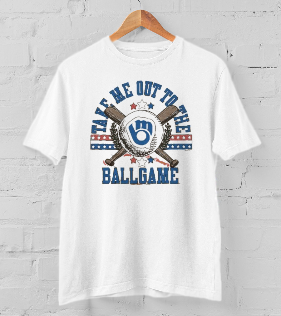 Milwaukee Brewers Take Me Out To The Ballgame Retro Baseball T-Shirt