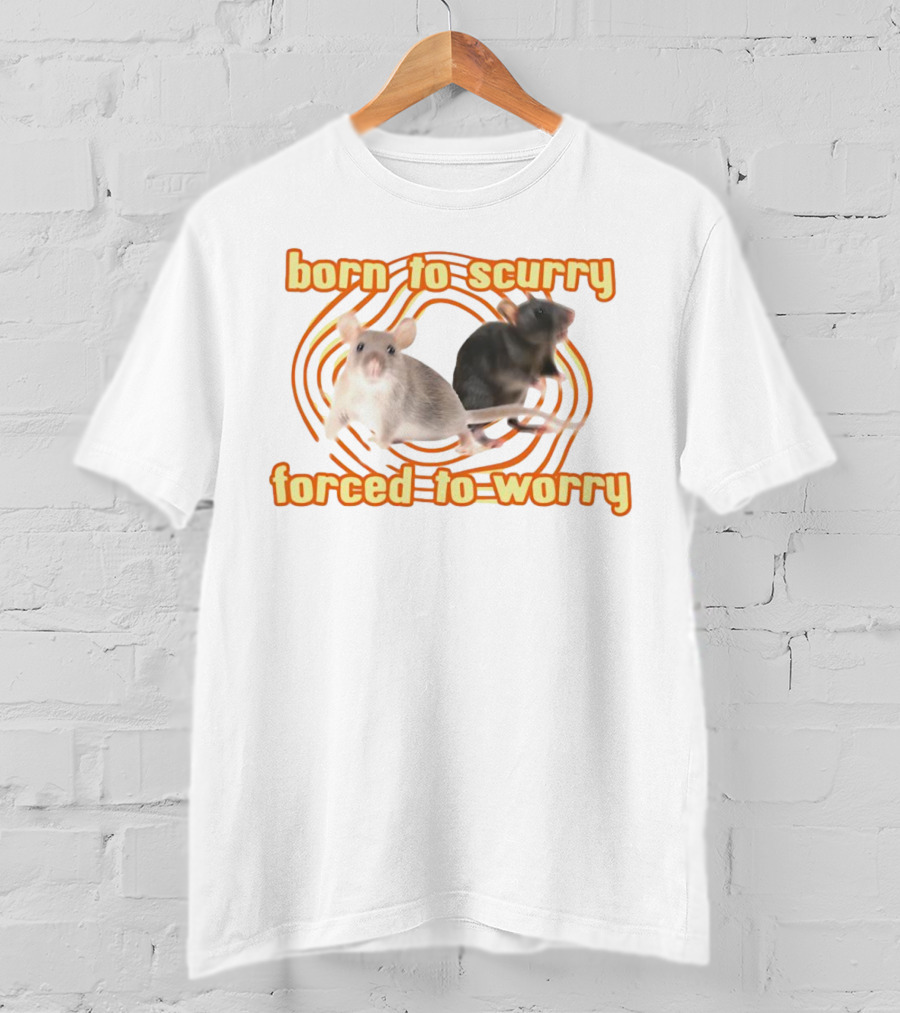 Born To Scurry Forced To Worry With Two Rats And Swirling Background T-Shirt