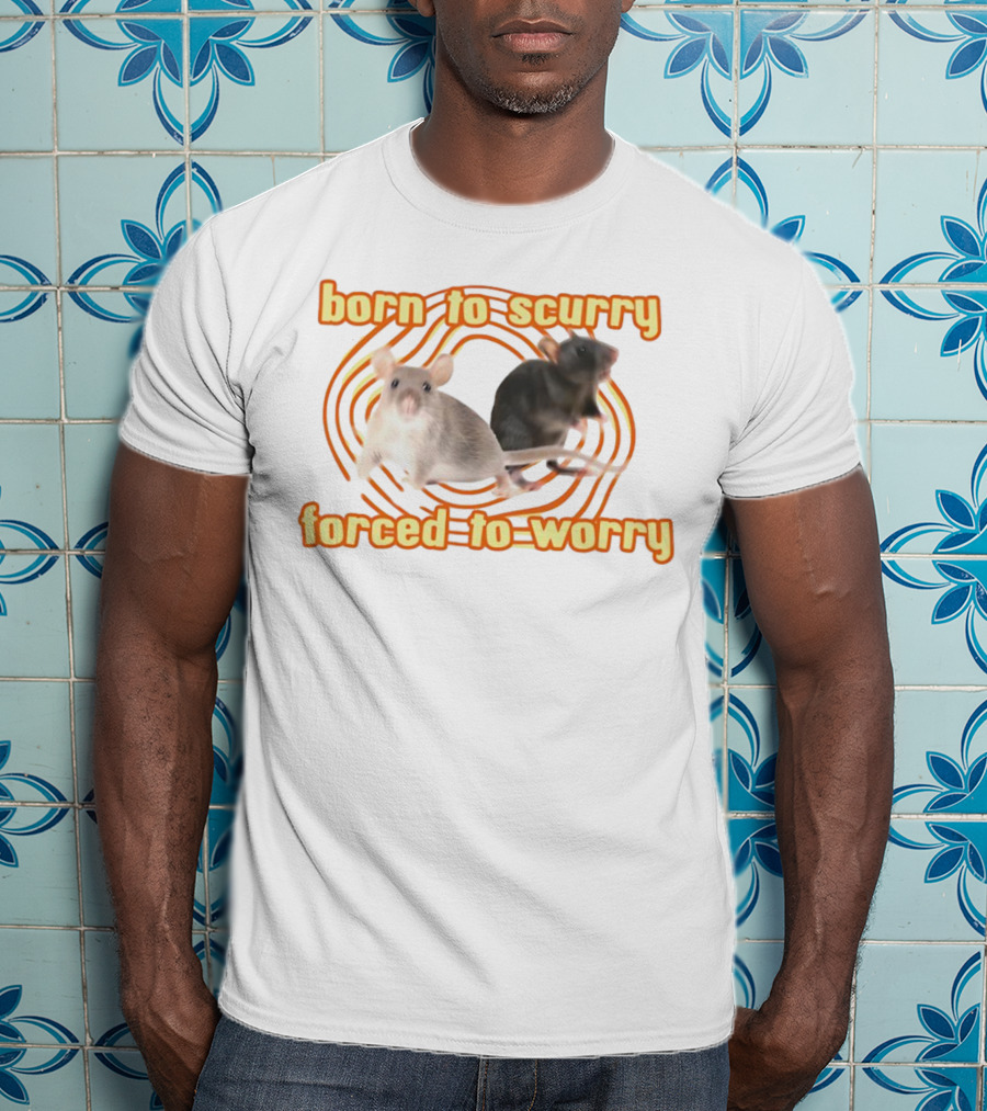Born To Scurry Forced To Worry With Two Rats And Swirling Background T-Shirt
