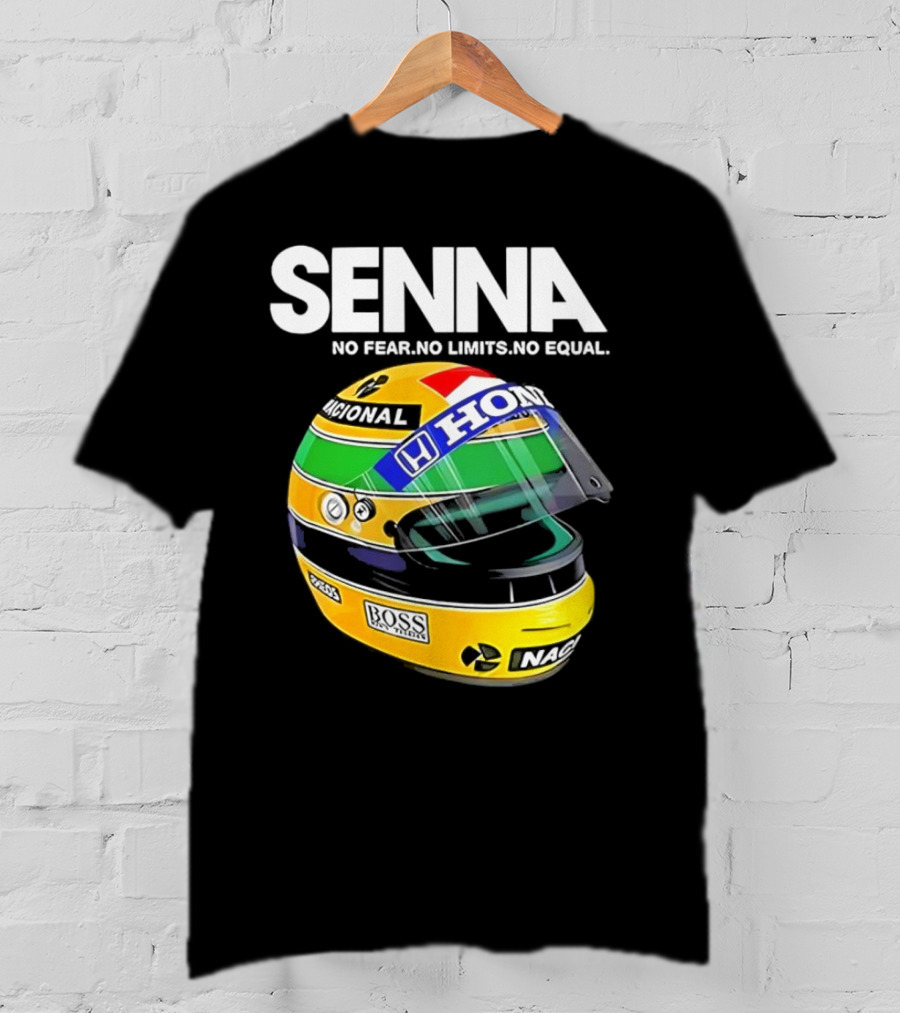 SENNA No Fear No Limits No Equal Honda Racing Helmet BOSS Nacional T-Shirt