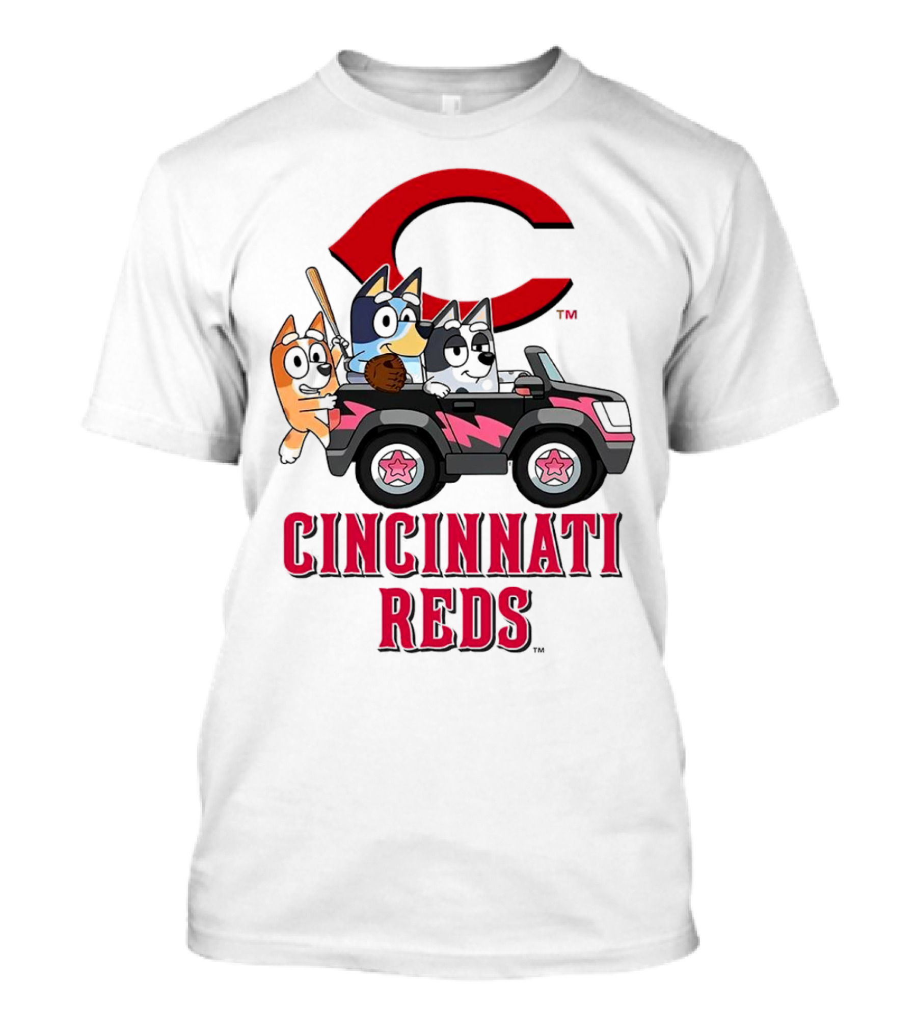 Cincinnati Reds Bandit Chilli Aunt Trixie Heeler Jeep T-Shirt