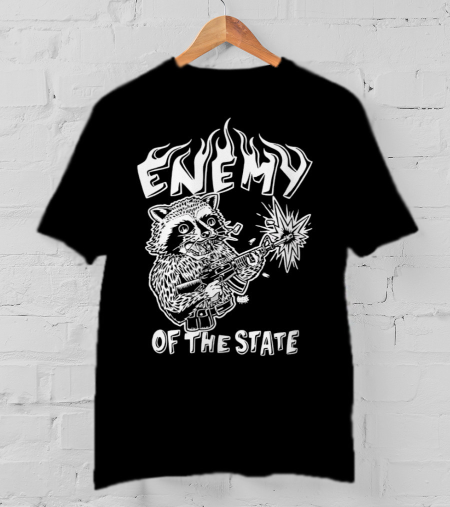 Enemy Of The State Raccoon With Gun Olafh Ace T-Shirt