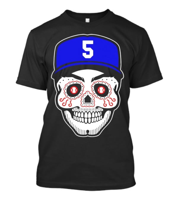Freddie Freeman Sugar Skull Design Los Angeles Dodgers Number 5 Baseball Cap T-Shirt
